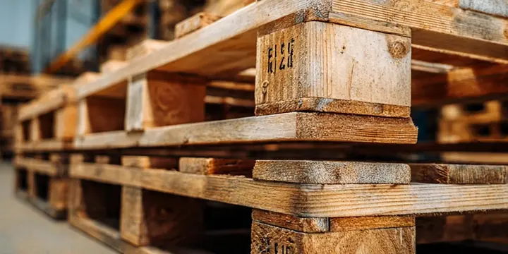 Zbliżenie na drewniane palety EURO ułożone w magazynie – selekcja jakościowa i przygotowanie do sprzedaży Toddi Trade